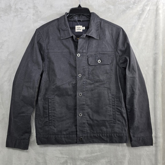 Flint and Tinder Waxed Trucker Jacket Mens Small Flannel Lined USA Made New - Picture 1 of 8